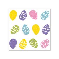 Serviettes, 3 plis pliage 1/4 25 cm x 25 cm "Coloured Eggs"