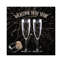 Serviettes, 3 plis pliage 1/4 25 cm x 25 cm "Welcome New Year"