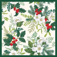 Serviettes, 3 plis pliage 1/4 33 cm x 33 cm "Christmas Rose"