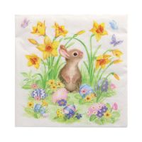 Serviettes, 3 plis pliage 1/4 33 cm x 33 cm "Cute Bunny"