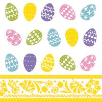 Serviettes, 3 plis pliage 1/4 33 cm x 33 cm "Coloured Eggs"