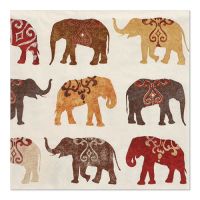 Serviettes, 3 plis pliage 1/4 33 cm x 33 cm "Elephants"
