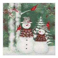 Serviettes, 3 plis pliage 1/4 33 cm x 33 cm "Forest Snowmen"
