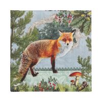 Serviettes, 3 plis pliage 1/4 33 cm x 33 cm "Fox Portrait"