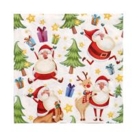 Serviettes, 3 plis pliage 1/4 33 cm x 33 cm "Happy Santa"