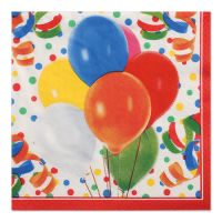 Serviettes, 3 couches pliage 1/4 33 cm x 33 cm "Lucky Balloons"