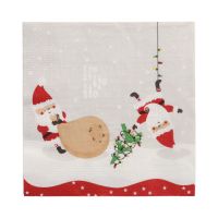 Serviettes, 3 plis pliage 1/4 33 cm x 33 cm "Lutins de Noel"