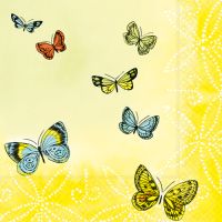 Serviettes, 3 plis pliage 1/4 33 cm x 33 cm "Papillons"