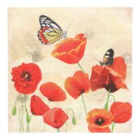 Serviettes, 3 plis pliage 1/4 33 cm x 33 cm "Poppy Flowers"