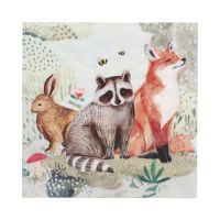 Serviettes, 3 plis pliage 1/4 33 cm x 33 cm "Rabbit, Racoon & Fox"