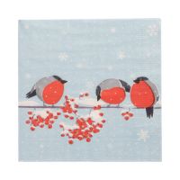 Serviettes, 3 plis pliage 1/4 33 cm x 33 cm "Red Gorded Birds"
