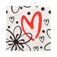 Serviettes, 3 plis pliage 1/4 33 cm x 33 cm "Red Heart"