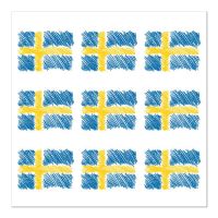 Serviettes, 3 couches pliage 1/4 33 cm x 33 cm "Sverigeflagga"