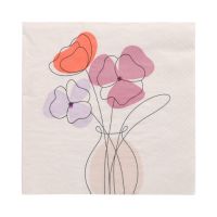 Serviettes, 3 plis pliage 1/4 33 cm x 33 cm "Vase of Flowers"