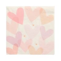 Serviettes, 3 plis pliage 1/4 33 cm x 33 cm "Pastell Hearts"
