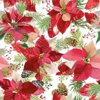 Serviettes, 3 plis pliage 1/4 33 cm x 33 cm "Winter Poinsettia"