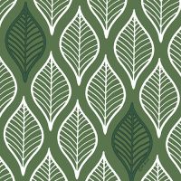 Serviettes, 3 plis pliage 1/4 33 cm x 33 cm vert foncé "Leafy"