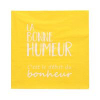 Serviettes, 3 plis pliage 1/4 33 cm x 33 cm jaune "La Bonne Humeur"