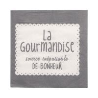 Serviettes, 3 plis pliage 1/4 33 cm x 33 cm gris "La Gourmandise"