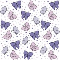 Serviettes, 3 plis pliage 1/4 33 cm x 33 cm violet "Papillons"