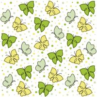 Serviettes, 3 plis pliage 1/4 33 cm x 33 cm vert anis "Papillons"