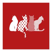 Serviettes, 3 plis pliage 1/4 33 cm x 33 cm rouge "Cats"