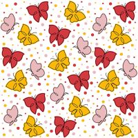 Serviettes, 3 plis pliage 1/4 33 cm x 33 cm rouge "Papillons"