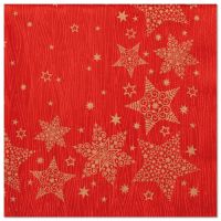 Serviettes, 3 plis pliage 1/4 40 cm x 40 cm rouge "Christmas Shine"