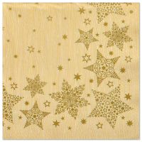 Serviettes, 3 plis pliage 1/4 40 cm x 40 cm crème "Christmas Shine"