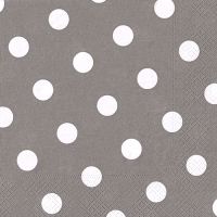 Serviettes, 3 couches pliage 1/4 40 cm x 40 cm gris "Dots"