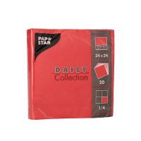 Serviettes "DAILY Collection" pliage 1/4 24 cm x 24 cm rouge