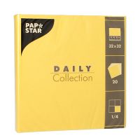 Serviettes "DAILY Collection" pliage 1/4 32 cm x 32 cm jaune