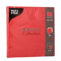 Serviettes "DAILY Collection" pliage 1/4 32 cm x 32 cm rouge
