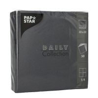 Serviettes "DAILY Collection" pliage 1/4 32 cm x 32 cm noir
