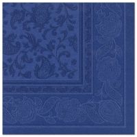 Serviettes "ROYAL Collection" pliage 1/4 40 cm x 40 cm bleu foncé "Ornaments"