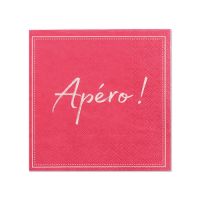 Serviettes, 3 plis pliage 1/4 25 cm x 25 cm fuchsia "Apero"