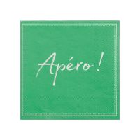 Serviettes, 3 plis pliage 1/4 25 cm x 25 cm vert "Apero"