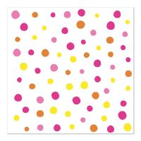 Serviettes, 3 plis pliage 1/4 33 cm x 33 cm rose "Colourful Dots"