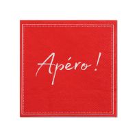 Serviettes, 3 plis pliage 1/4 25 cm x 25 cm rouge "Apero"