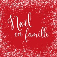 Serviettes, 3 plis pliage 1/4 33 cm x 33 cm rouge "Noel en Famille"