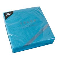 Serviettes, 2 plis "PUNTO" pliage 1/4 38 cm x 38 cm turquoise microgaufrée