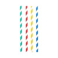 Pailles pour shakes, papier Ø 8 mm · 21 cm couleurs assorties "Stripes"