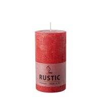 Bougie cylindrique Ø 68 mm · 130 mm rouge "Rustic" teinté dans la masse