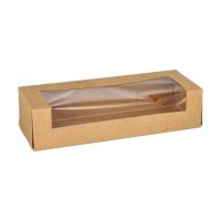 Plats à Sushi carton, couche PLA rectangulaire 4,5 cm x 19,5 cm x 7 cm marron