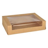 Plats à Sushi carton, couche PLA rectangulaire 4,5 cm x 19,5 cm x 14 cm marron