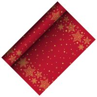 Chemin de table, aspect textile, Airlaid 3 m x 40 cm rouge "Christmas Shine"