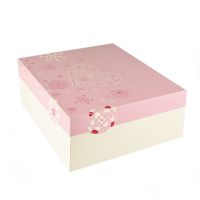 Boîtes à gateaux en carton avec couvercles rectangulaire 30 cm x 30 cm x 13 cm weiss/rosa "Lovely Flowers"