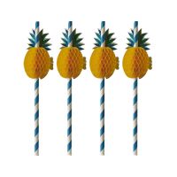 Pailles en papier Ø 6 mm · 20 cm bleu/blanc "Pineapple"