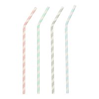 Pailles en papier Ø 6 mm · 22 cm couleurs assorties "Stripes" flexible