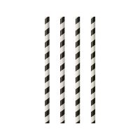 Pailles en papier Ø 6 mm · 24 cm noir/blanc "Stripes"